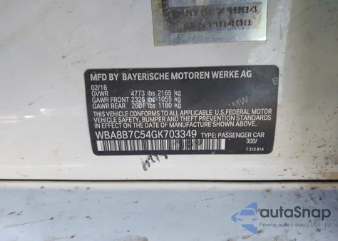 2016 BMW 340I xDrive z USA, uszkodzony, nr VIN WBA8B7C54GK703349